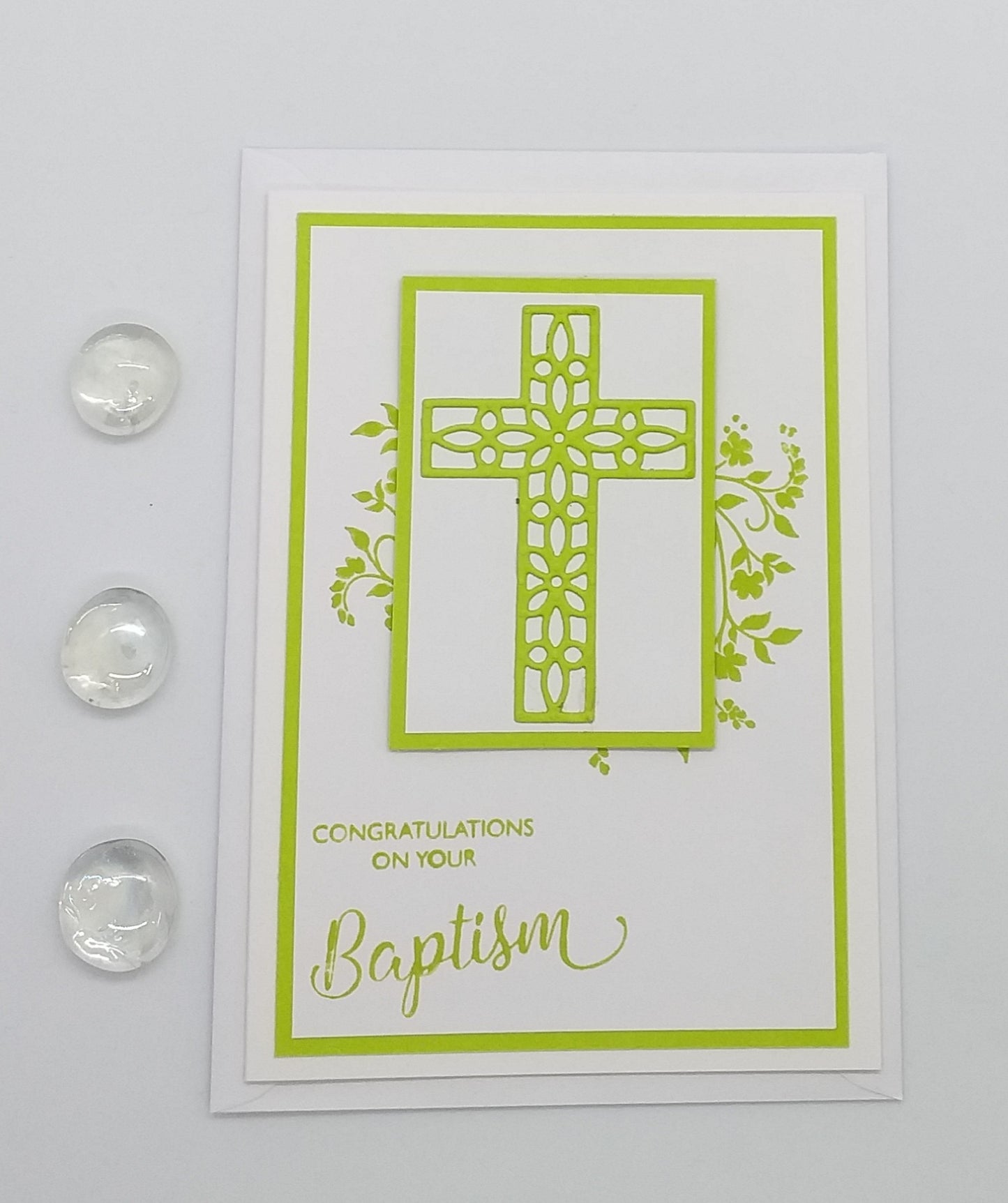 Filigree Style Cross Baptism Card - Choice of 4 Colours