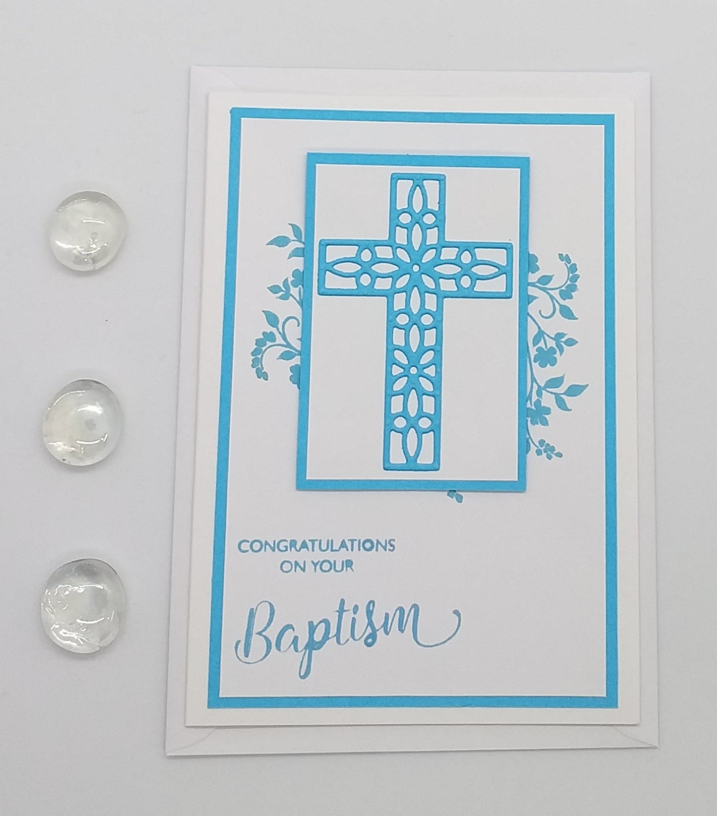 Filigree Style Cross Baptism Card - Choice of 4 Colours