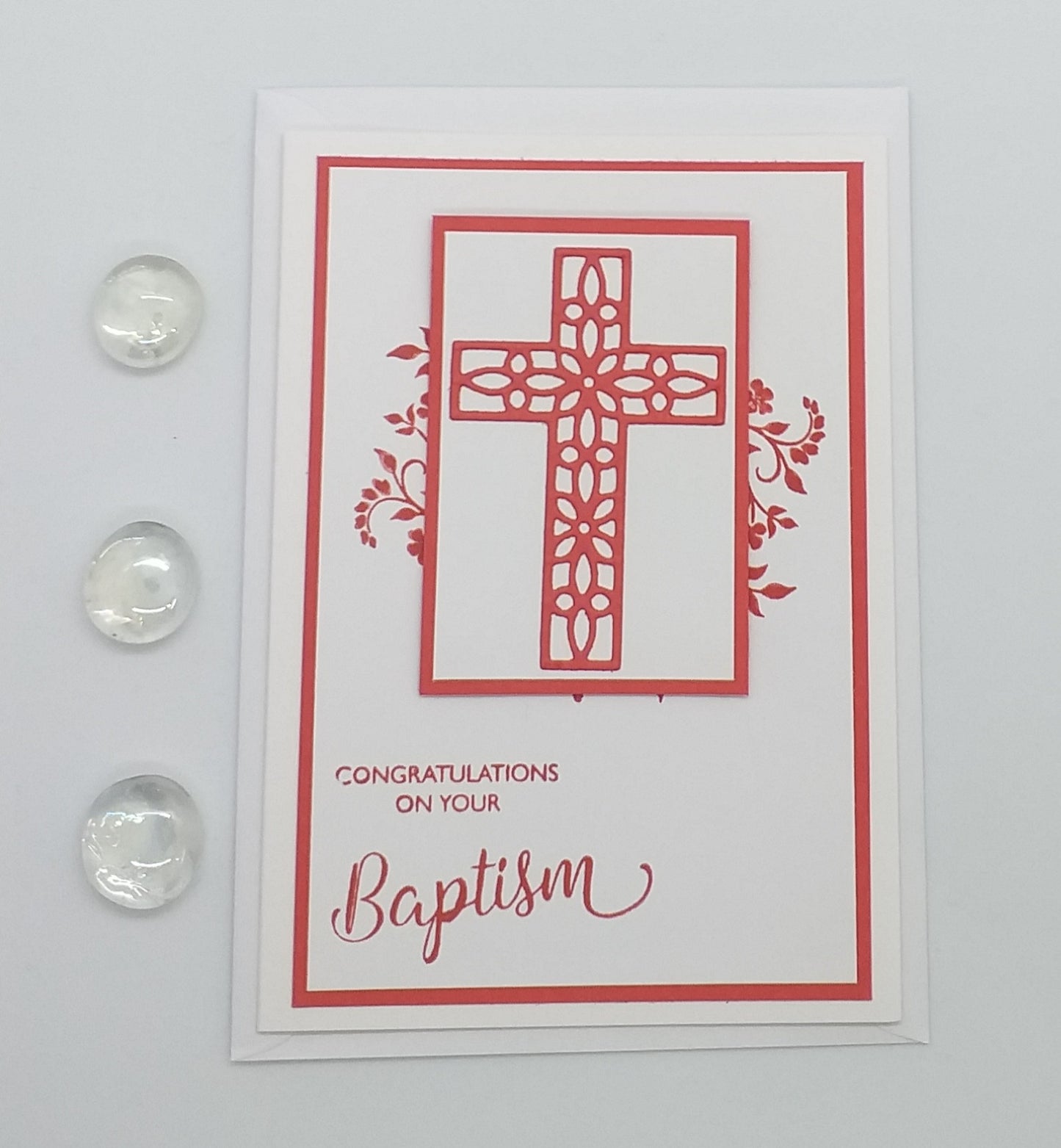 Filigree Style Cross Baptism Card - Choice of 4 Colours