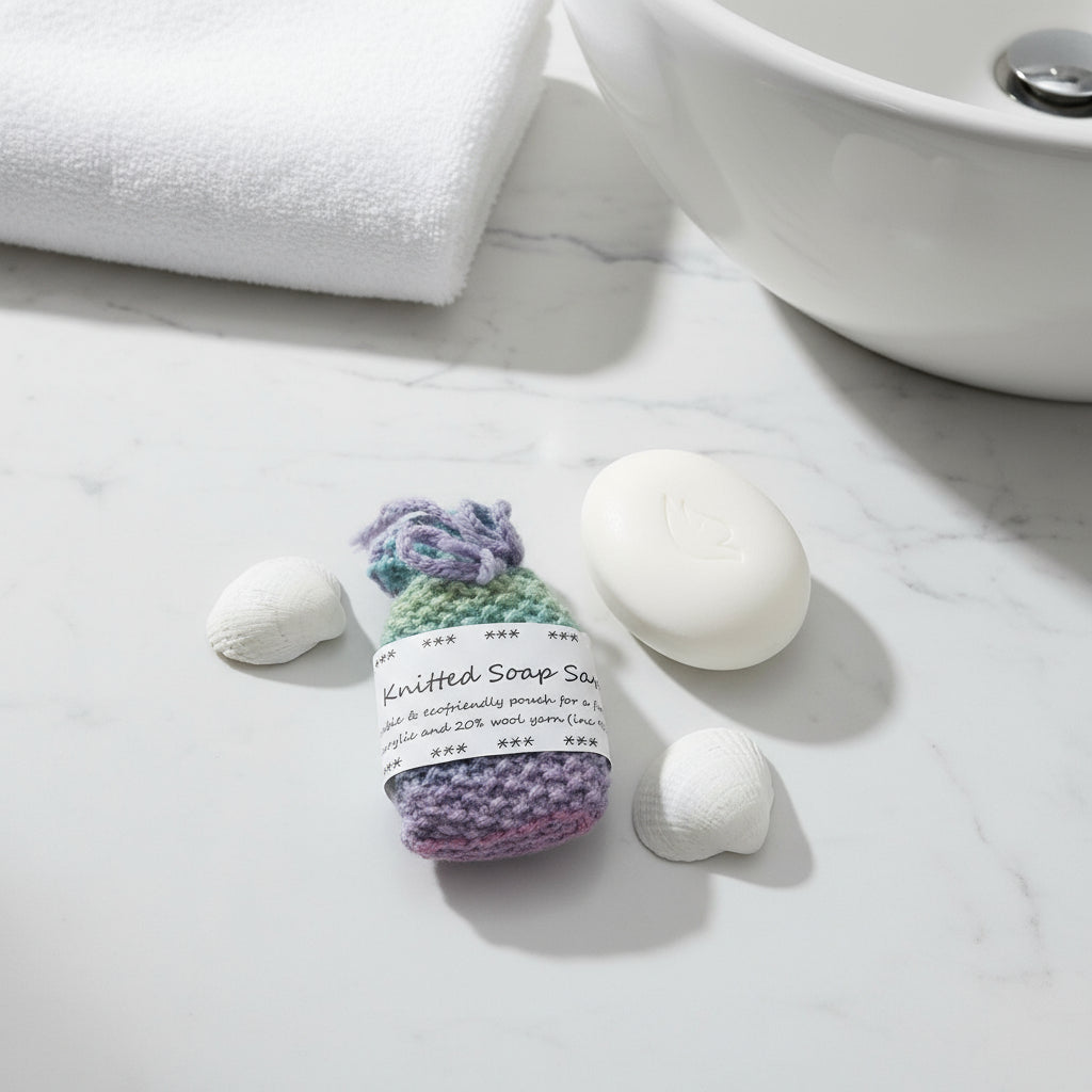 Knitted Soap Saver - 80% Acrylic & 20% Wool - Choice of Colours