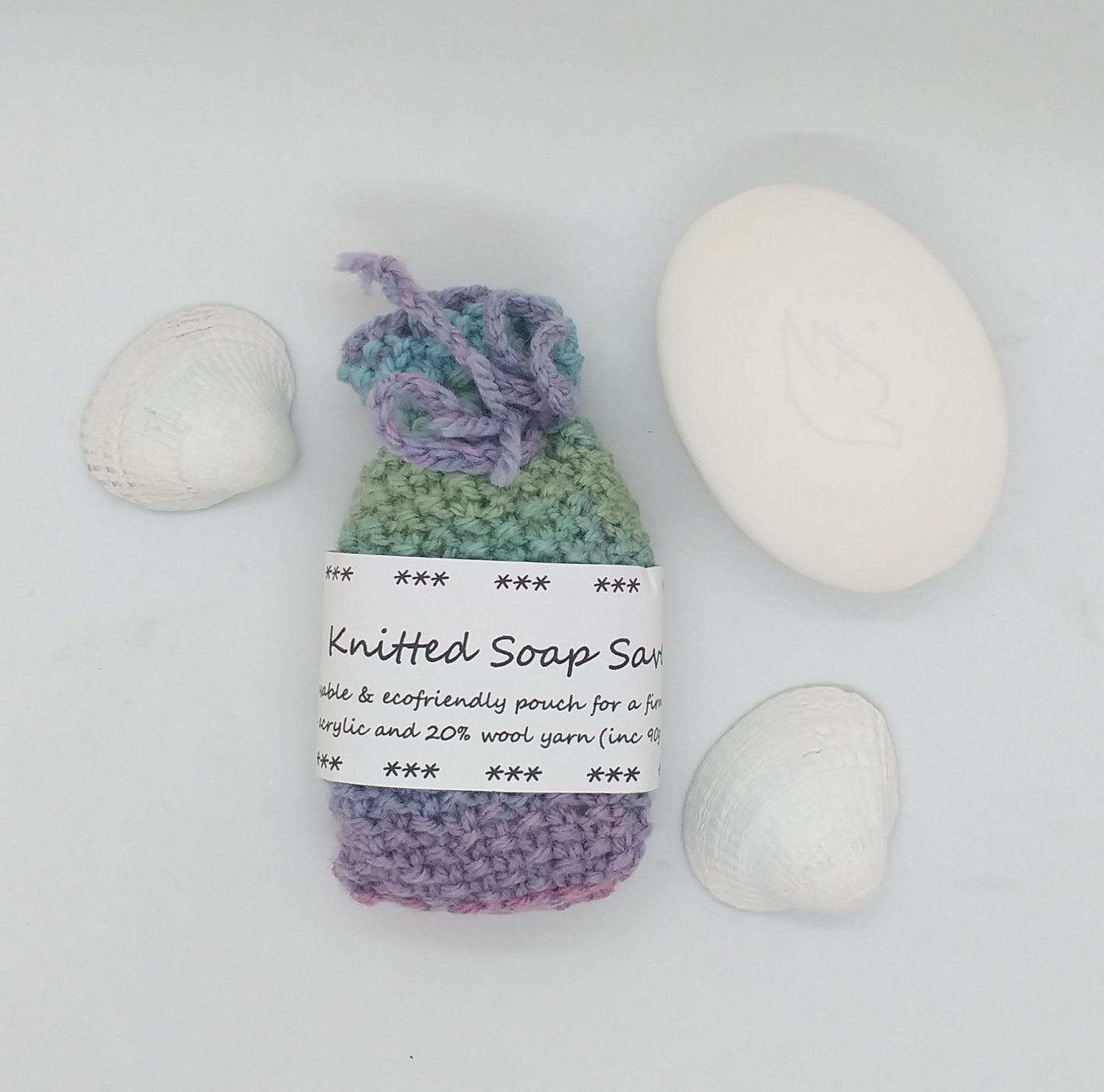 Knitted Soap Saver - 80% Acrylic & 20% Wool - Choice of Colours