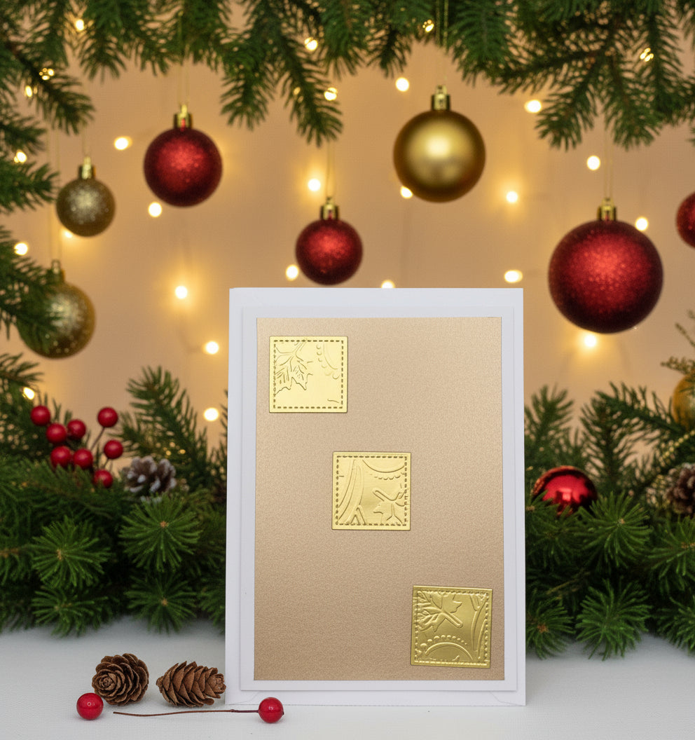 Gold Squares Christmas Card