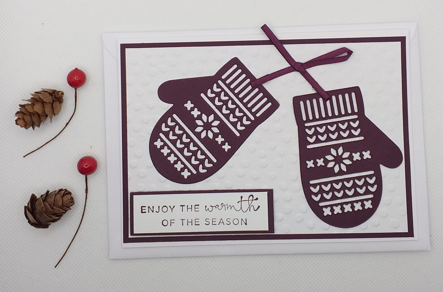 Maroon Mittens Christmas Card