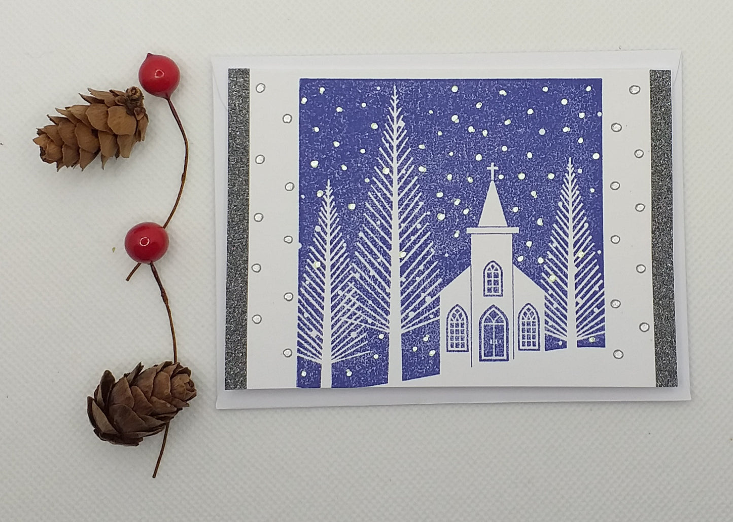 Lino-Cut Style Christmas Card