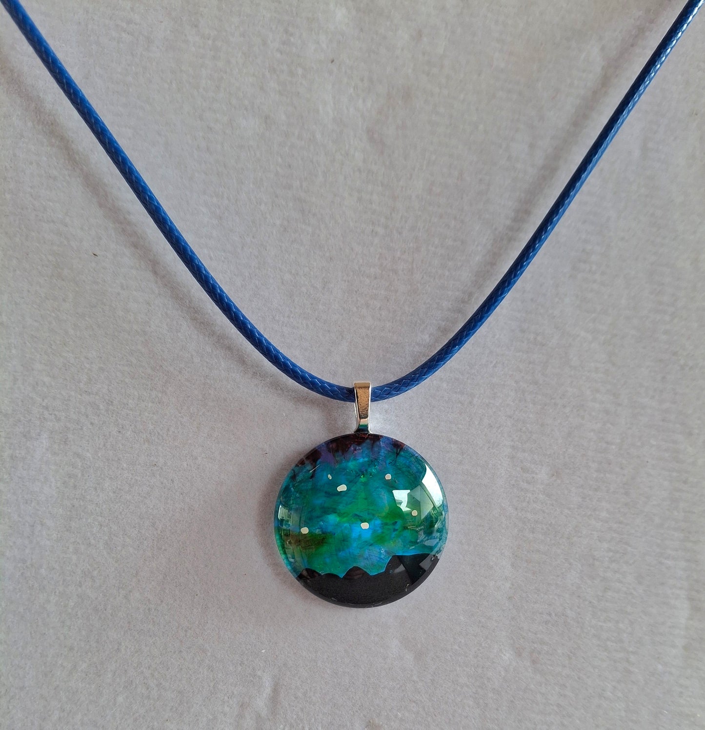 Aurora Borealis Hand Painted Glass Stone Pendant