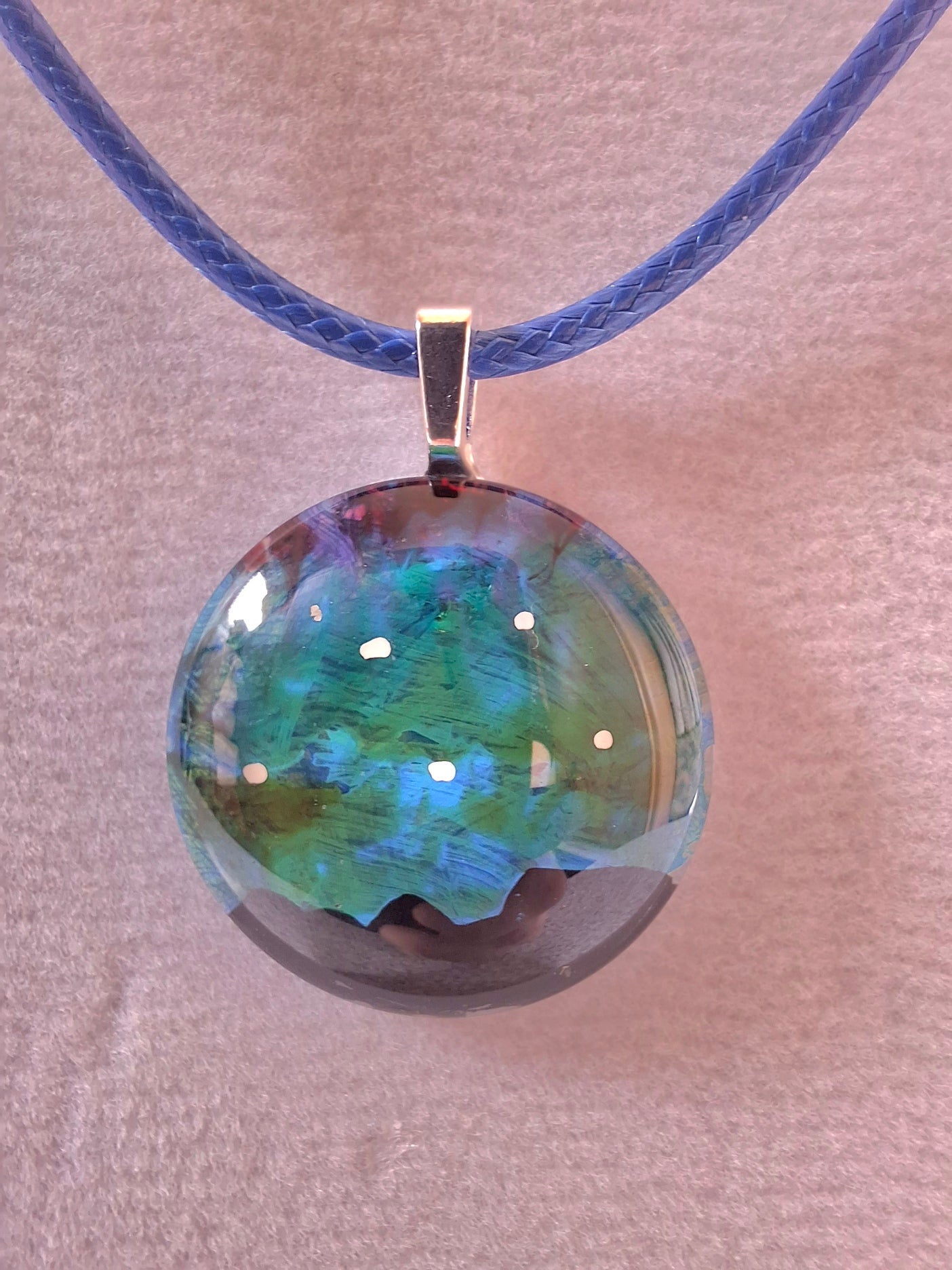 Aurora Borealis Hand Painted Glass Stone Pendant