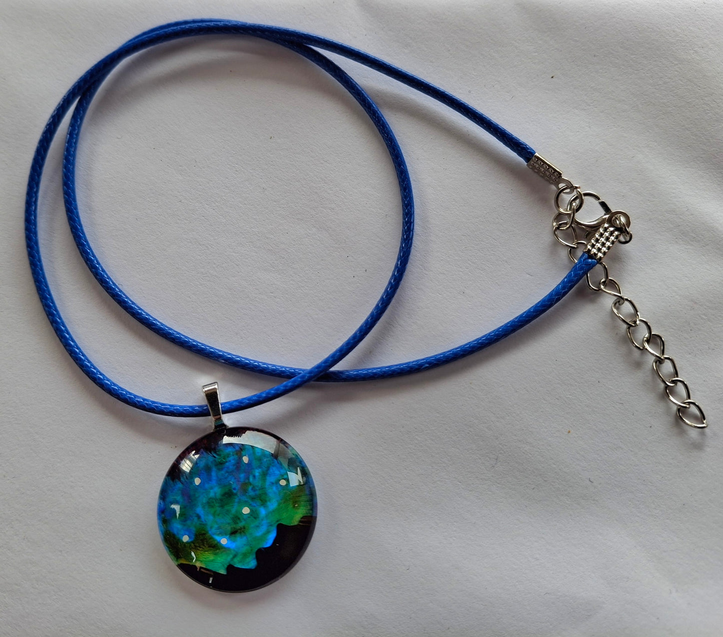 Aurora Borealis Hand Painted Glass Stone Pendant