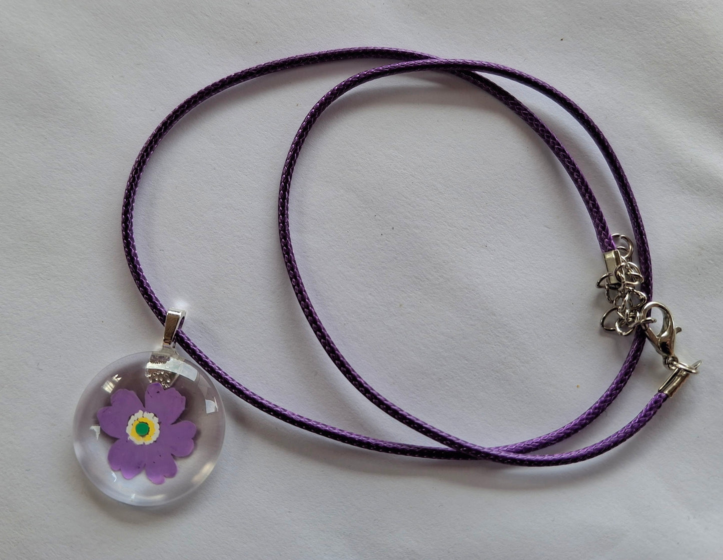 Primula Scotica Hand Painted Glass Stone Pendant