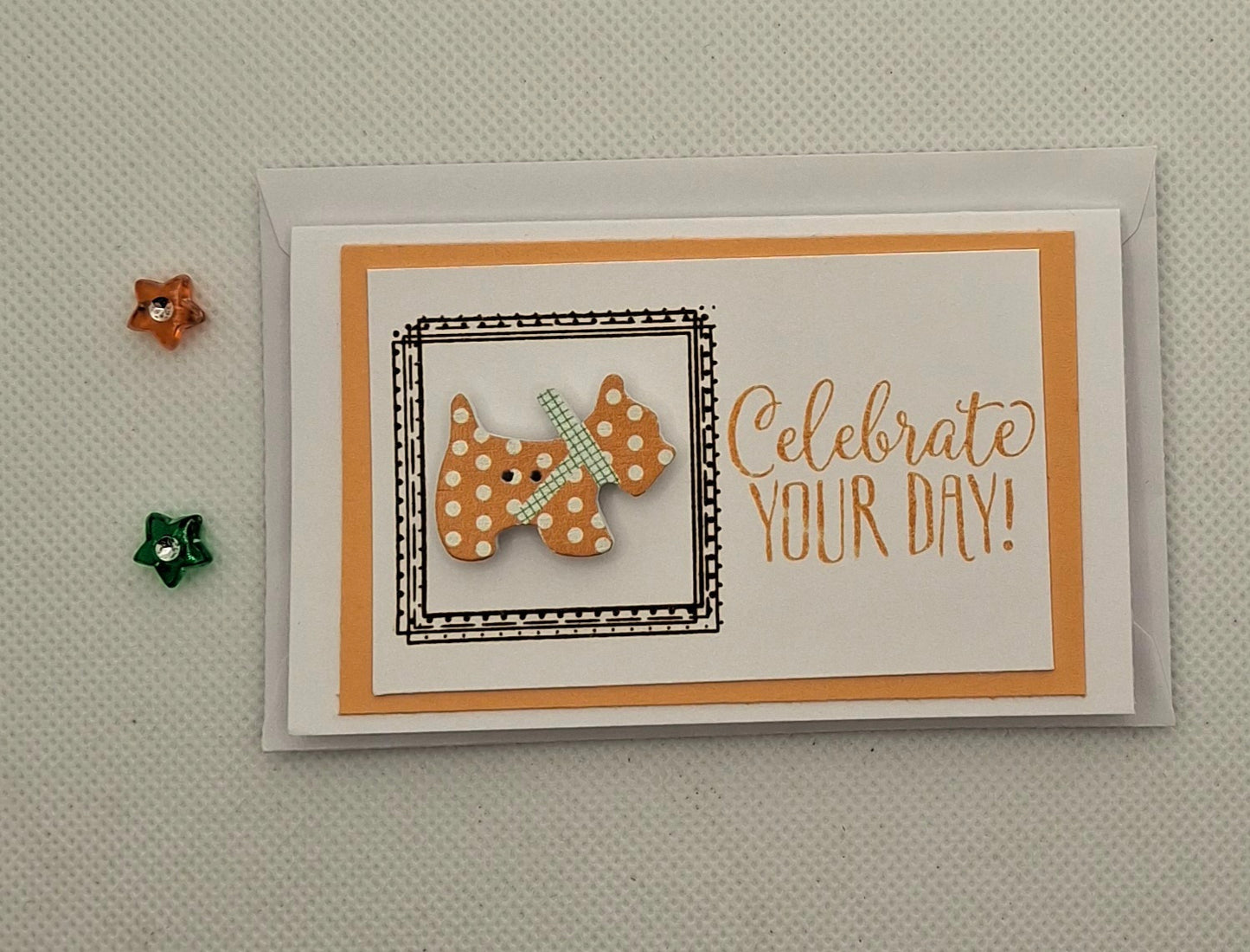 Celebrate Your Day - Wee Dog Button Card- Choice of 8 Colours