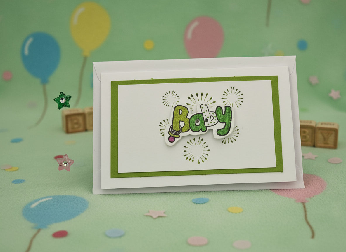 Baby - Wee Baby Button Card - Choice of 5 colours