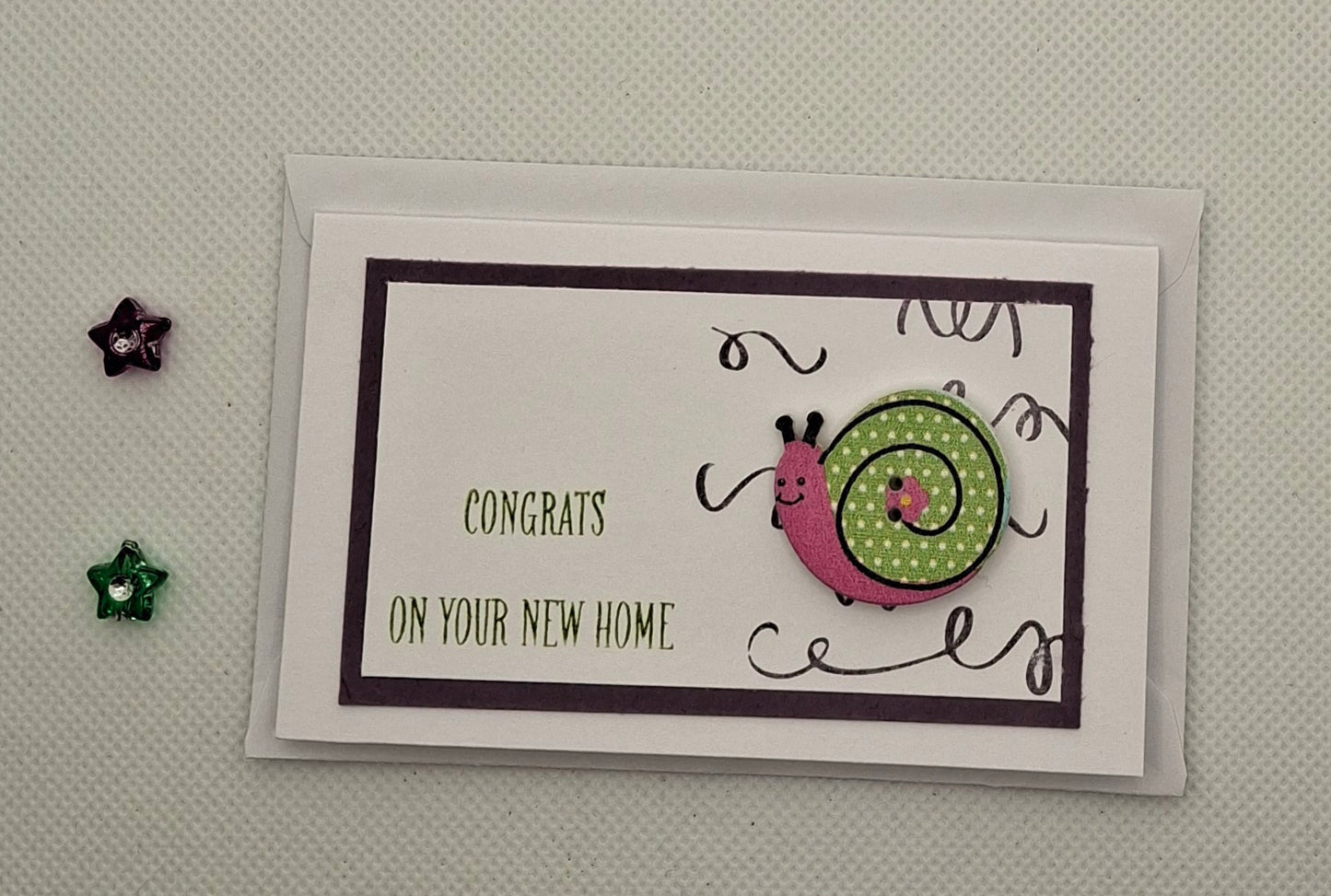 Congrats on your New Home - Wee Snail Button Card - Choice of 4 Colours