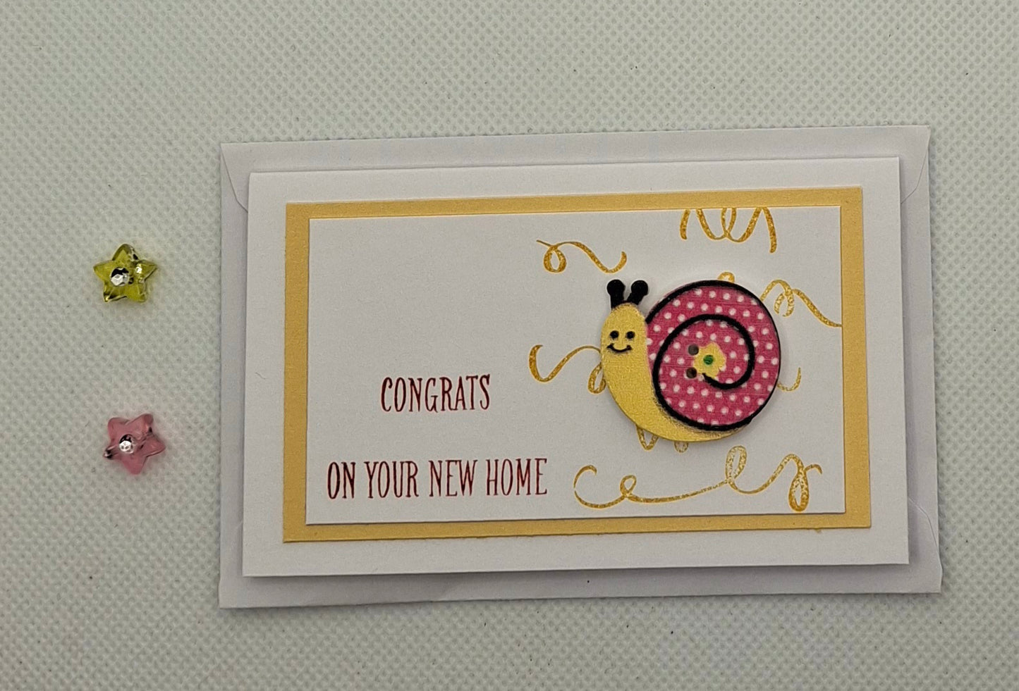 Congrats on your New Home - Wee Snail Button Card - Choice of 4 Colours