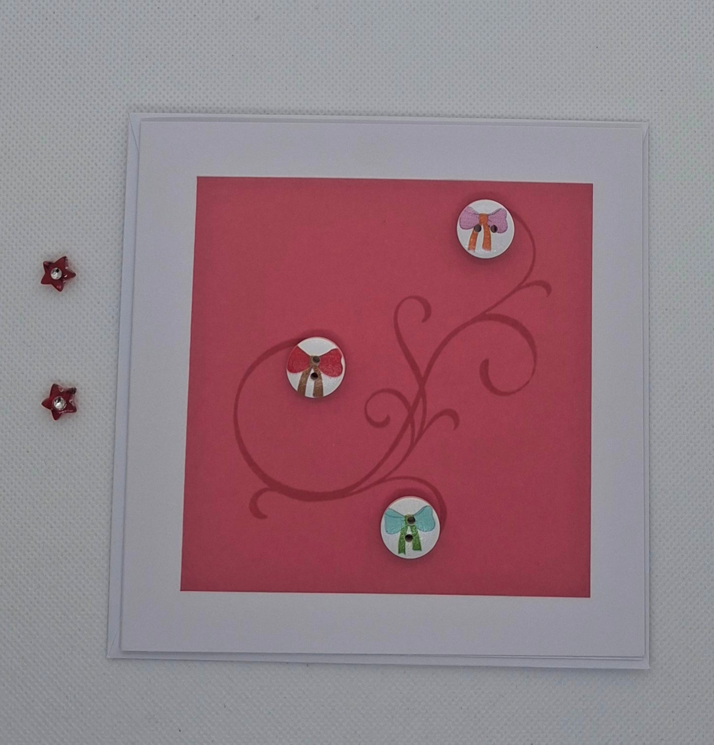 Curvy Bow Button Card - Choice of Colours