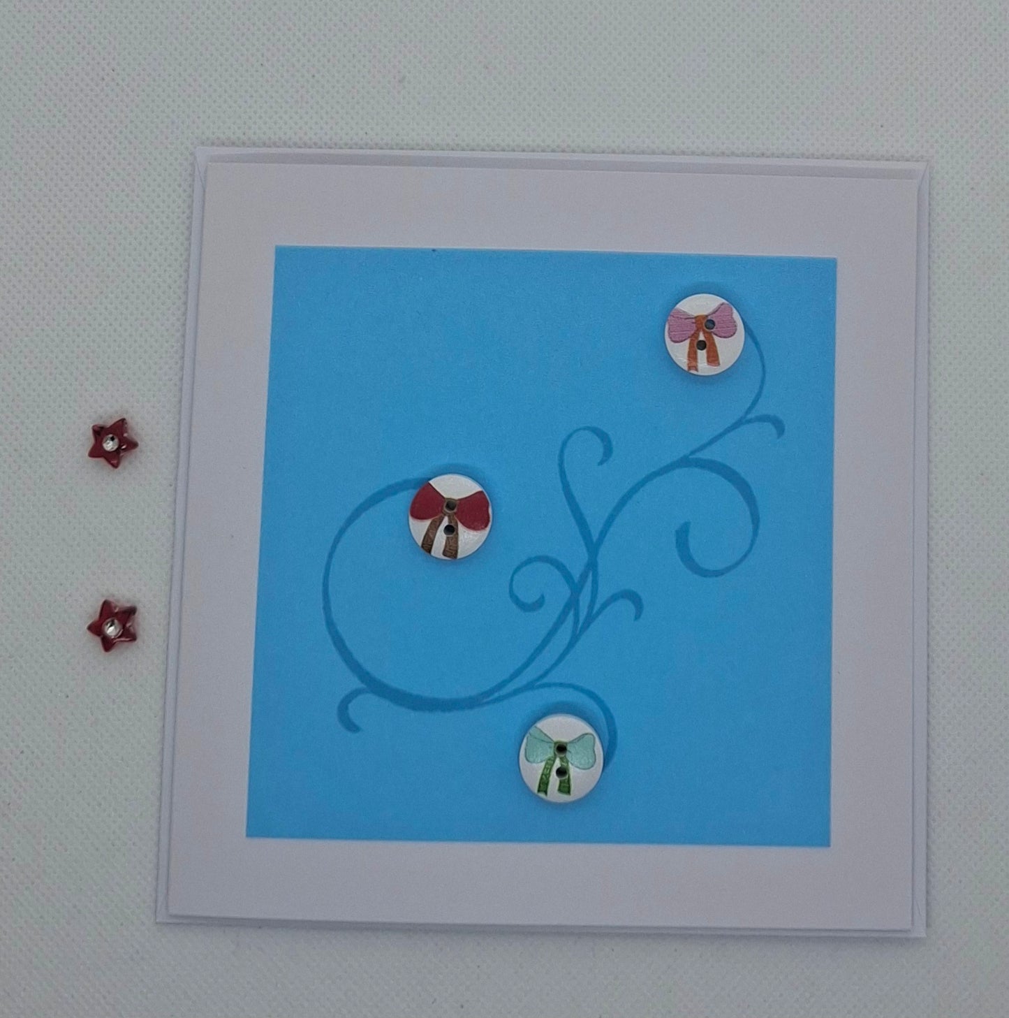 Curvy Bow Button Card - Choice of Colours