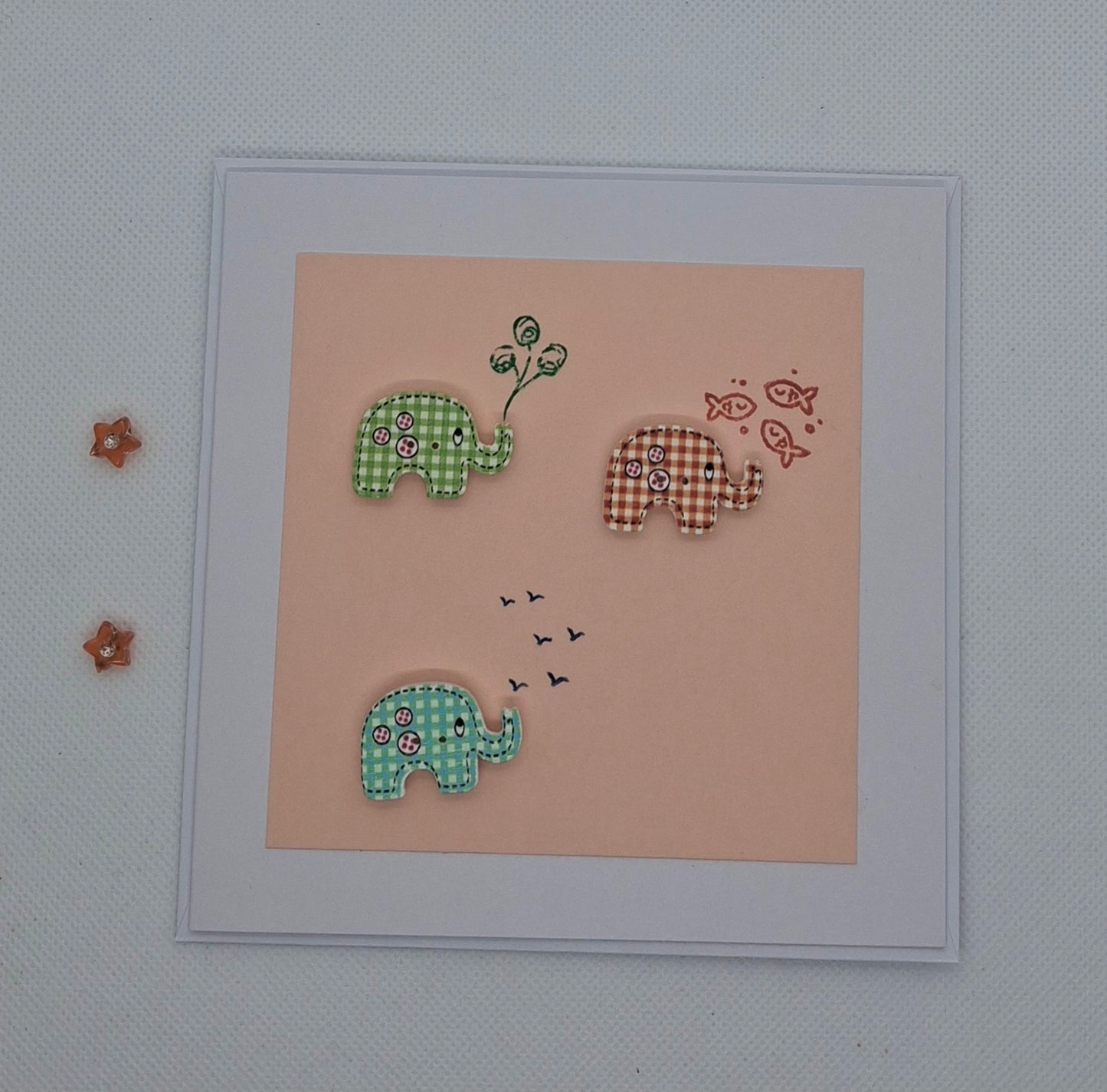 Sweet Elephant Button Card - Choice of Colours