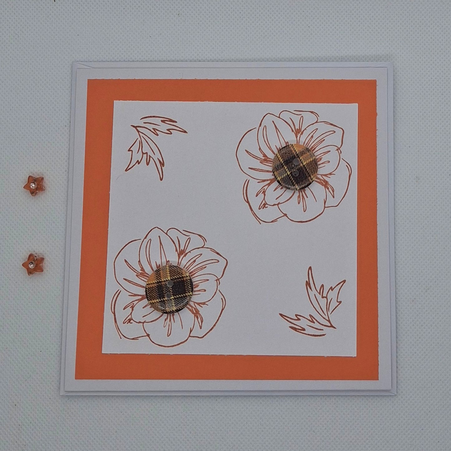 Flower Tartan Style Button Cards - Choice of Colours