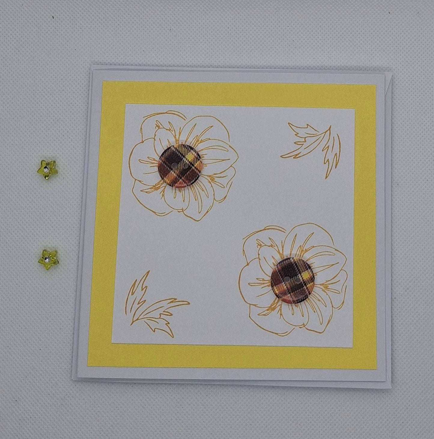 Flower Tartan Style Button Cards - Choice of Colours