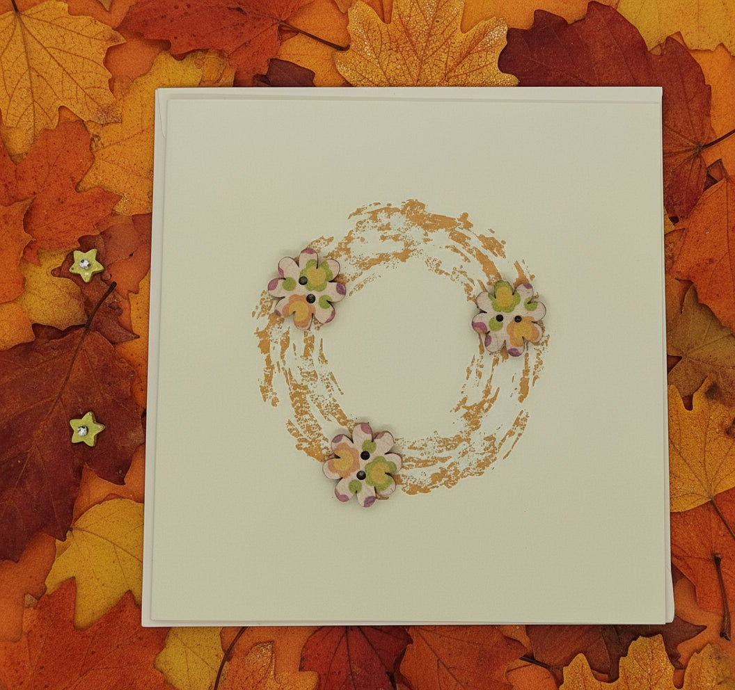 Wreath Button Card - Choice of Colours