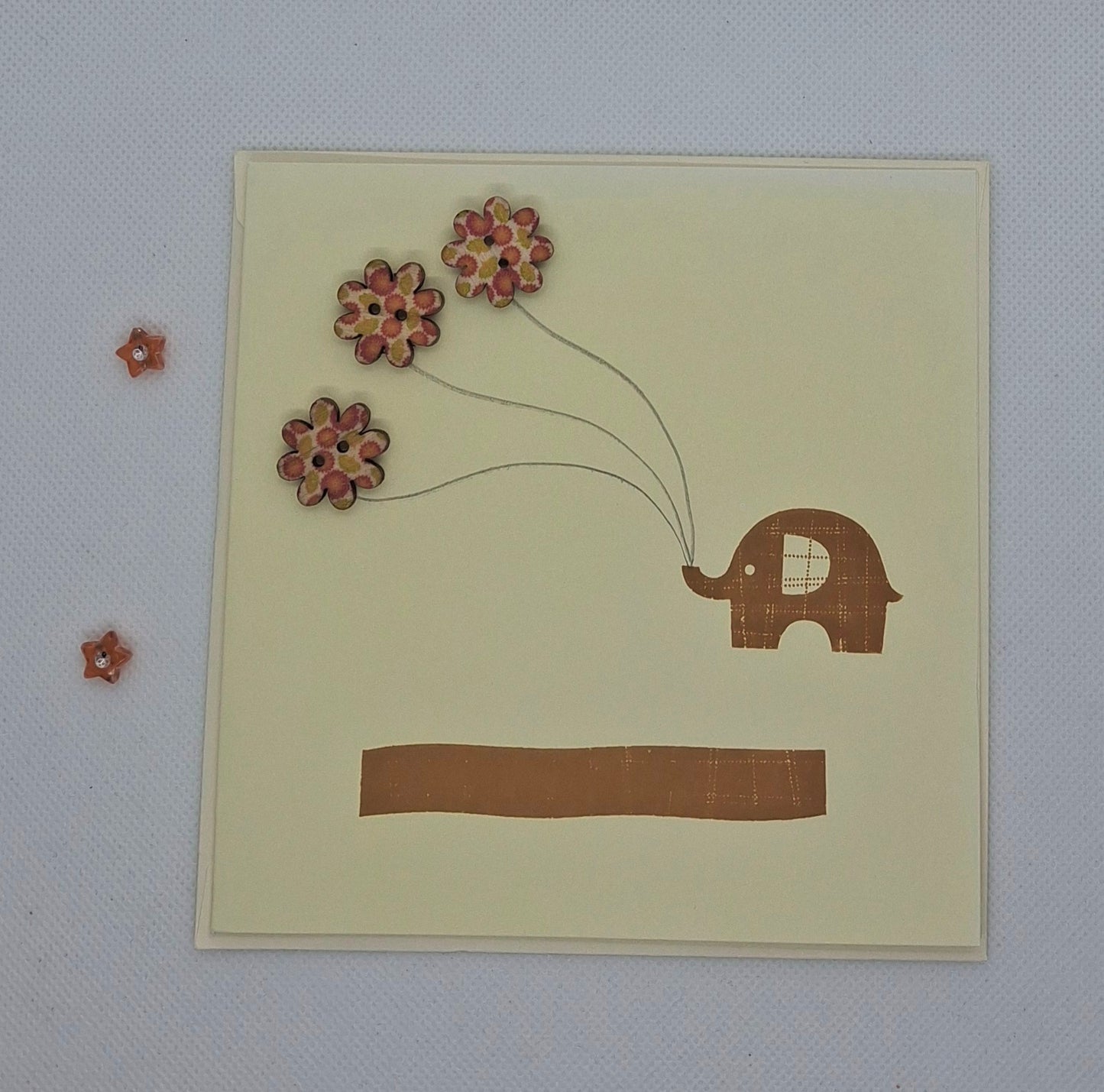 Elephant Holding Buttons Card - Choice of Colours
