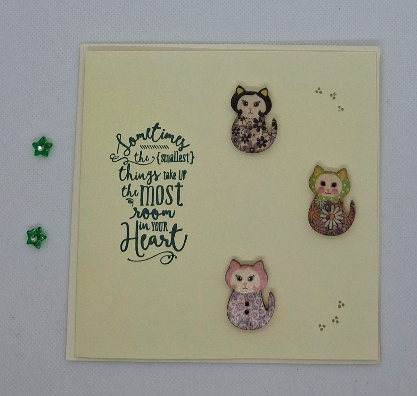 Cats Button Card - Choice of Colours