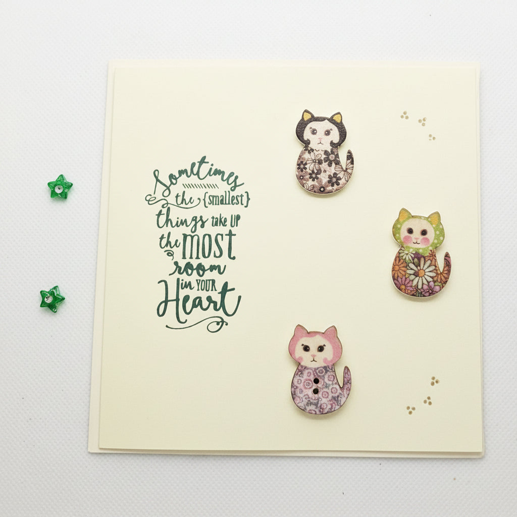 Cats Button Card - Choice of Colours