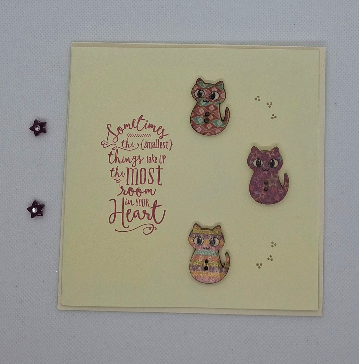 Cats Button Card - Choice of Colours