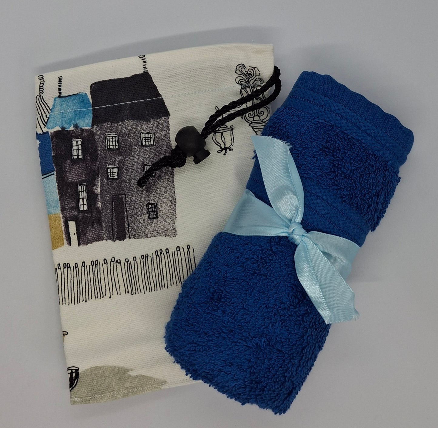 Wash Bag Set - Town Scene - Blue