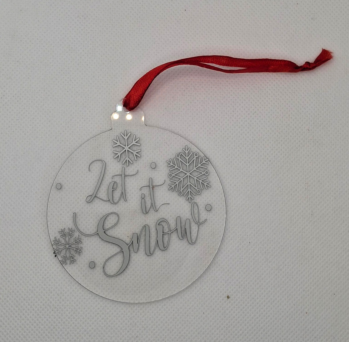 Let it Snow Christmas Disc Decoration - Gold or Silver