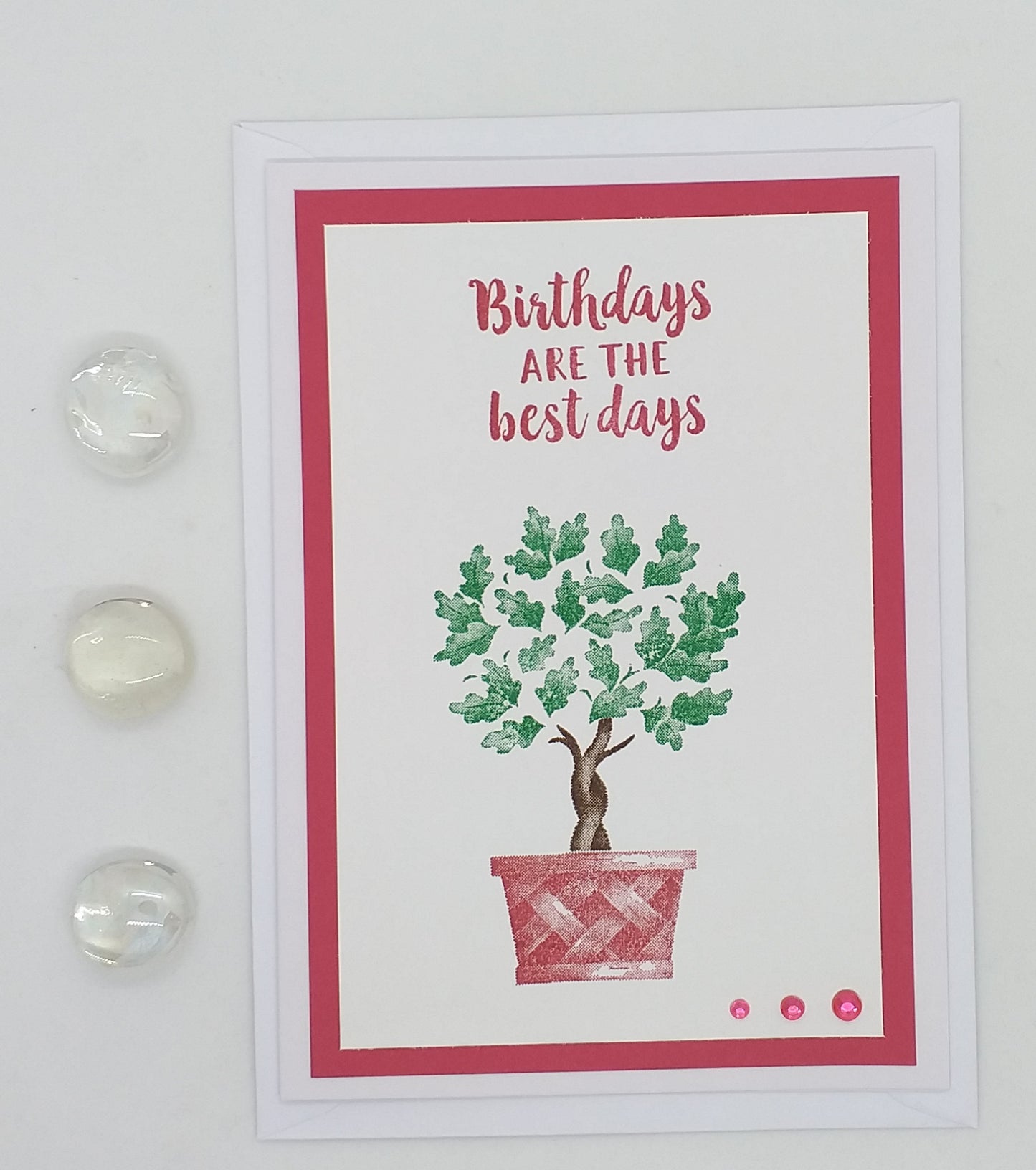 Card with a tree illustration and text 'Birthdays ARE the best days' on a white background.