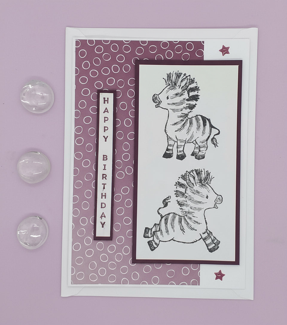 Happy Birthday Zebra Card - Choice of 2 designs