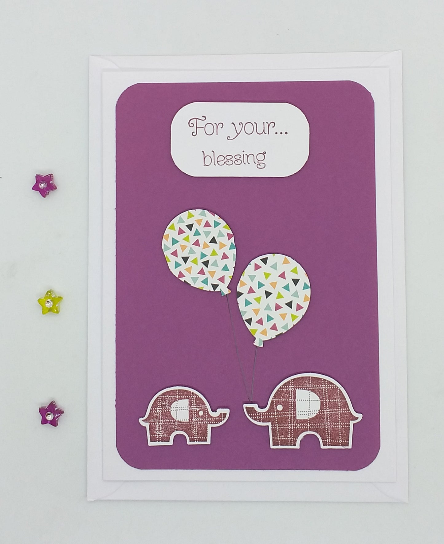 For Your Blessing Card- Elephants Purple