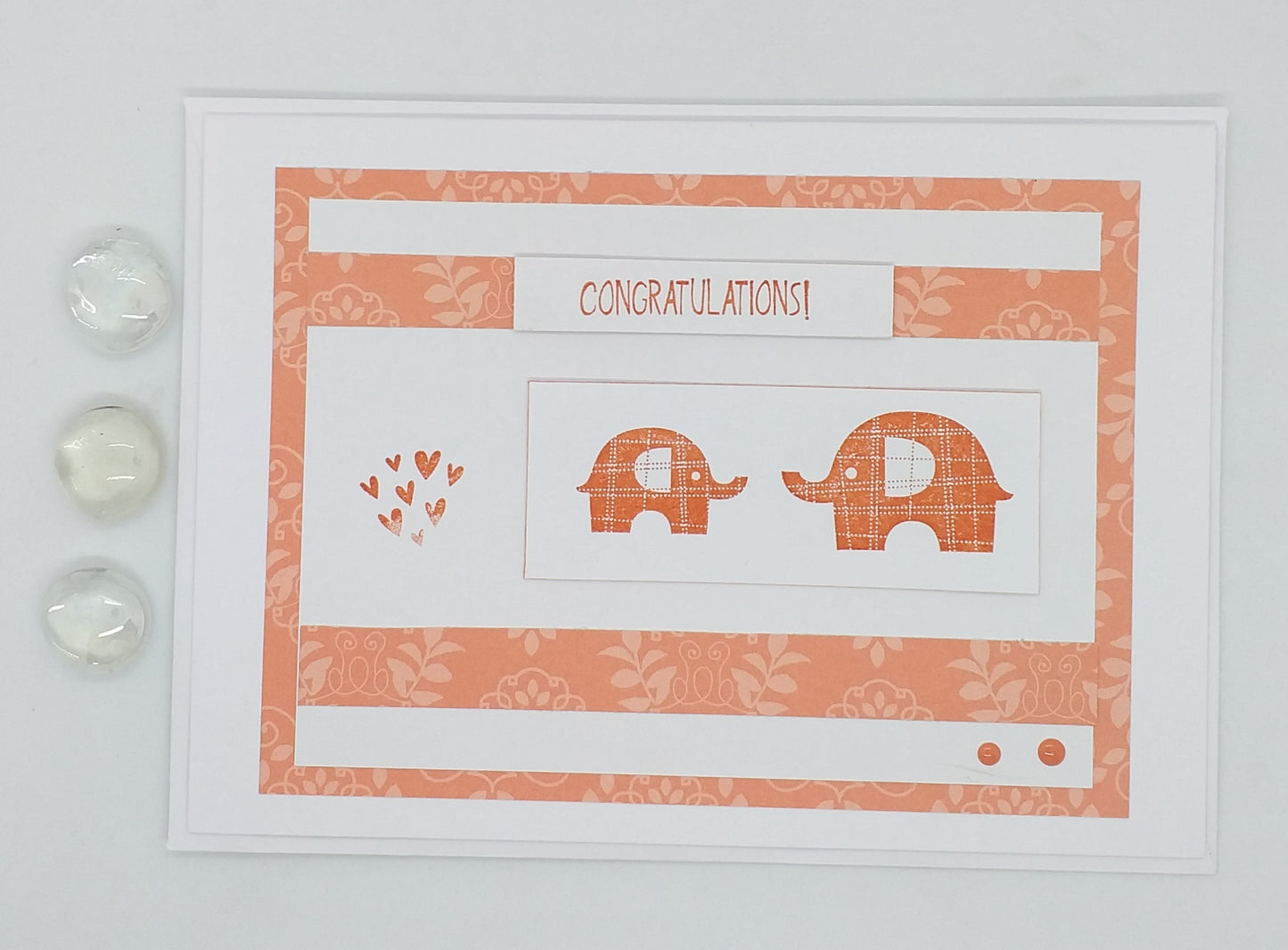 Large Congratulations New Baby Card - Elephants - Peach