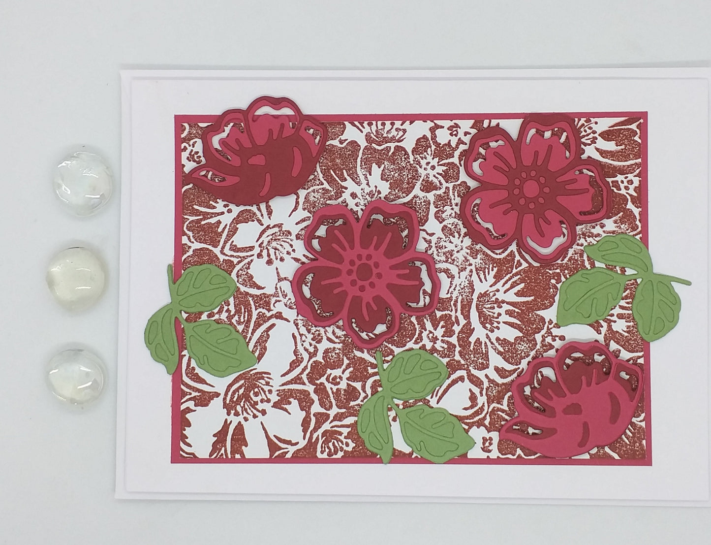 Large Floral Layered Card - Floral - Red