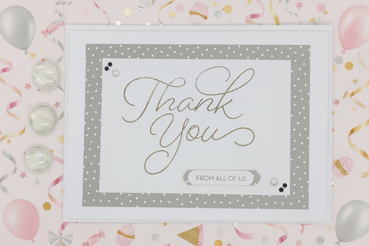 Large Thank You Card - Silver