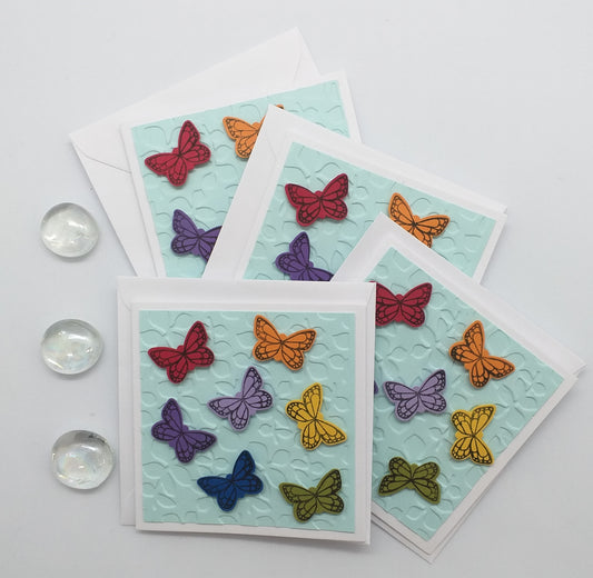 Set of Four Rainbow Butterflies Cards