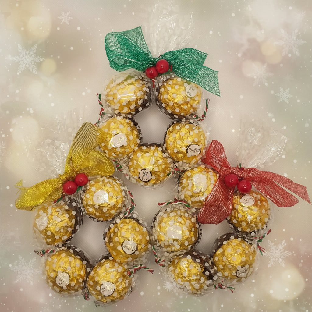 Ferrero Rocher Christmas Wreath - 5 Chocolates - 3 Ribbon Colours
