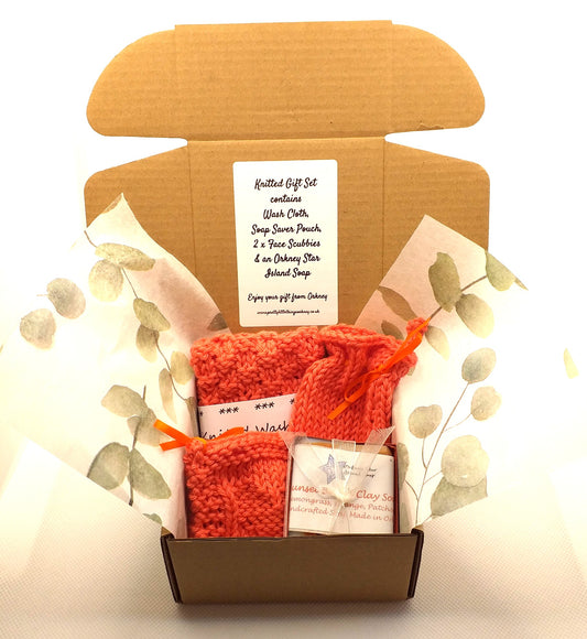 Hand Knitted Gift Box - Orange