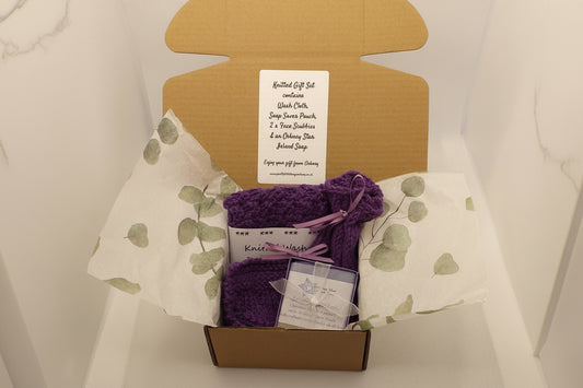 Hand Knitted Gift Box - Purple