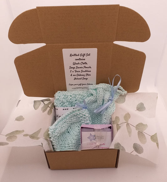 Hand Knitted Gift Box - Pale Blue