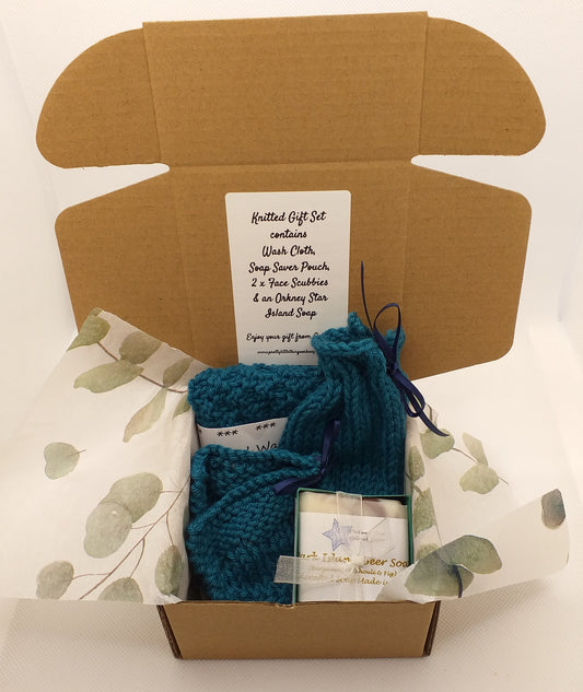 Hand Knitted Gift Box - Teal