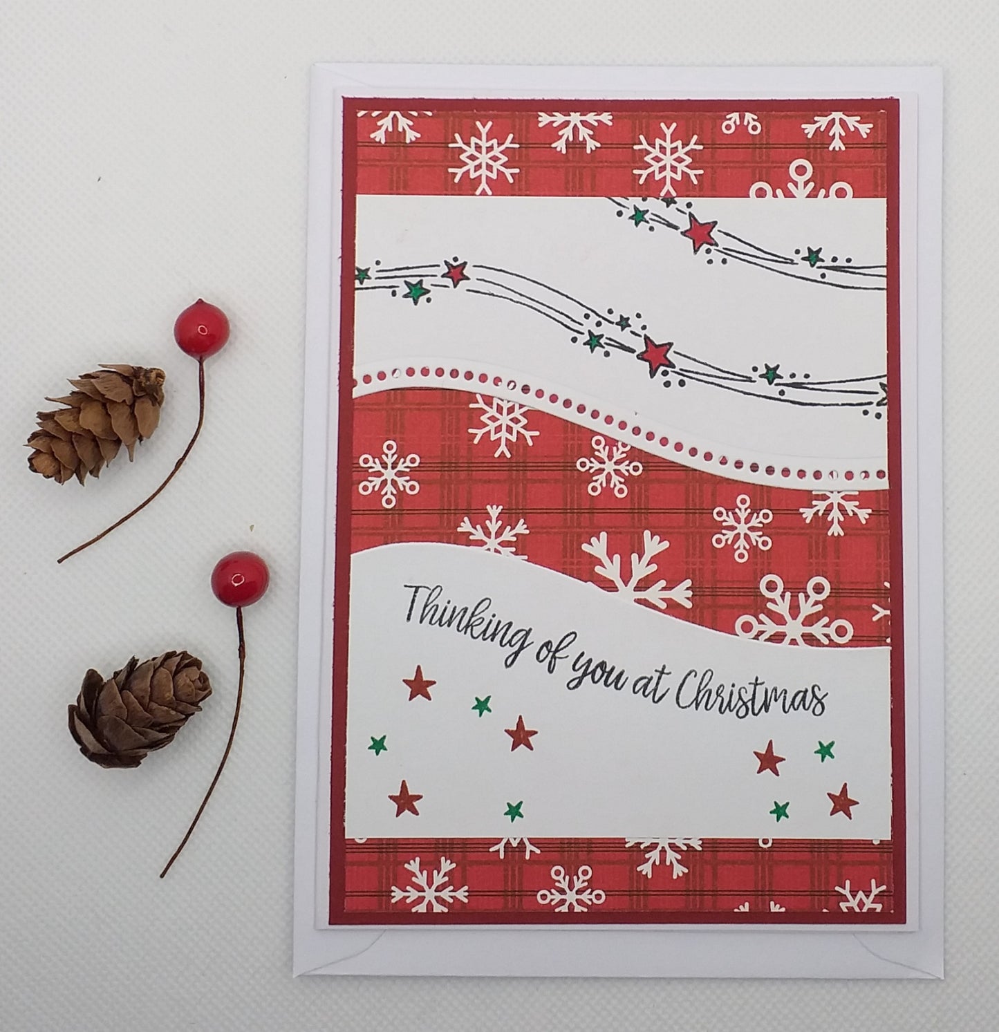 Thinking of You Curvy Christmas Card - Red