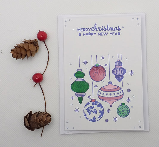 Hanging Baubles Christmas Card