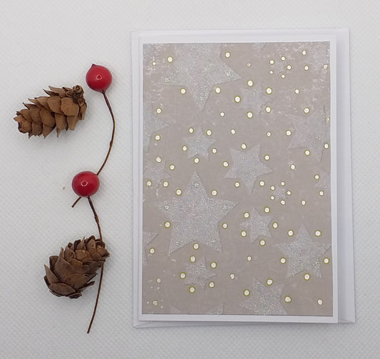 Stars and Gold Snow Christmas Card