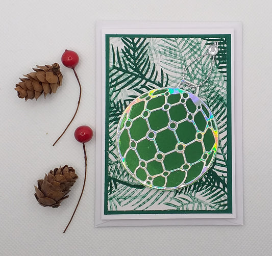 Shiny Bauble Christmas Card - Choice of 4 Colours