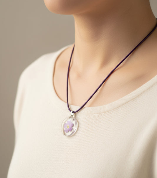 Primula Scotica Hand Painted Glass Stone Pendant