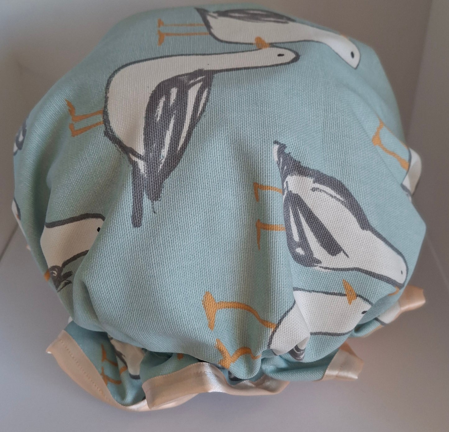 Shower Cap - Funky Seagulls - Peach Trim
