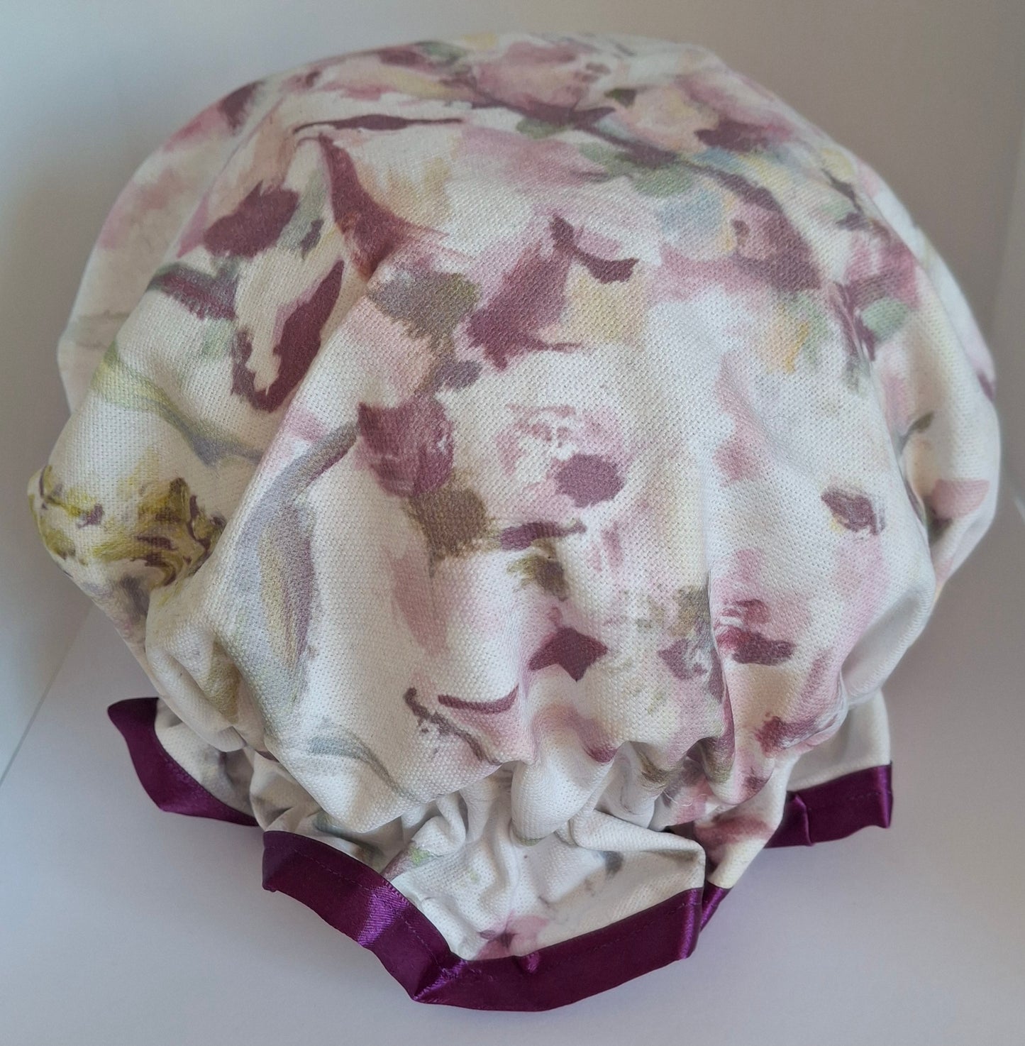 Shower Cap - Soft Floral - Purple Trim
