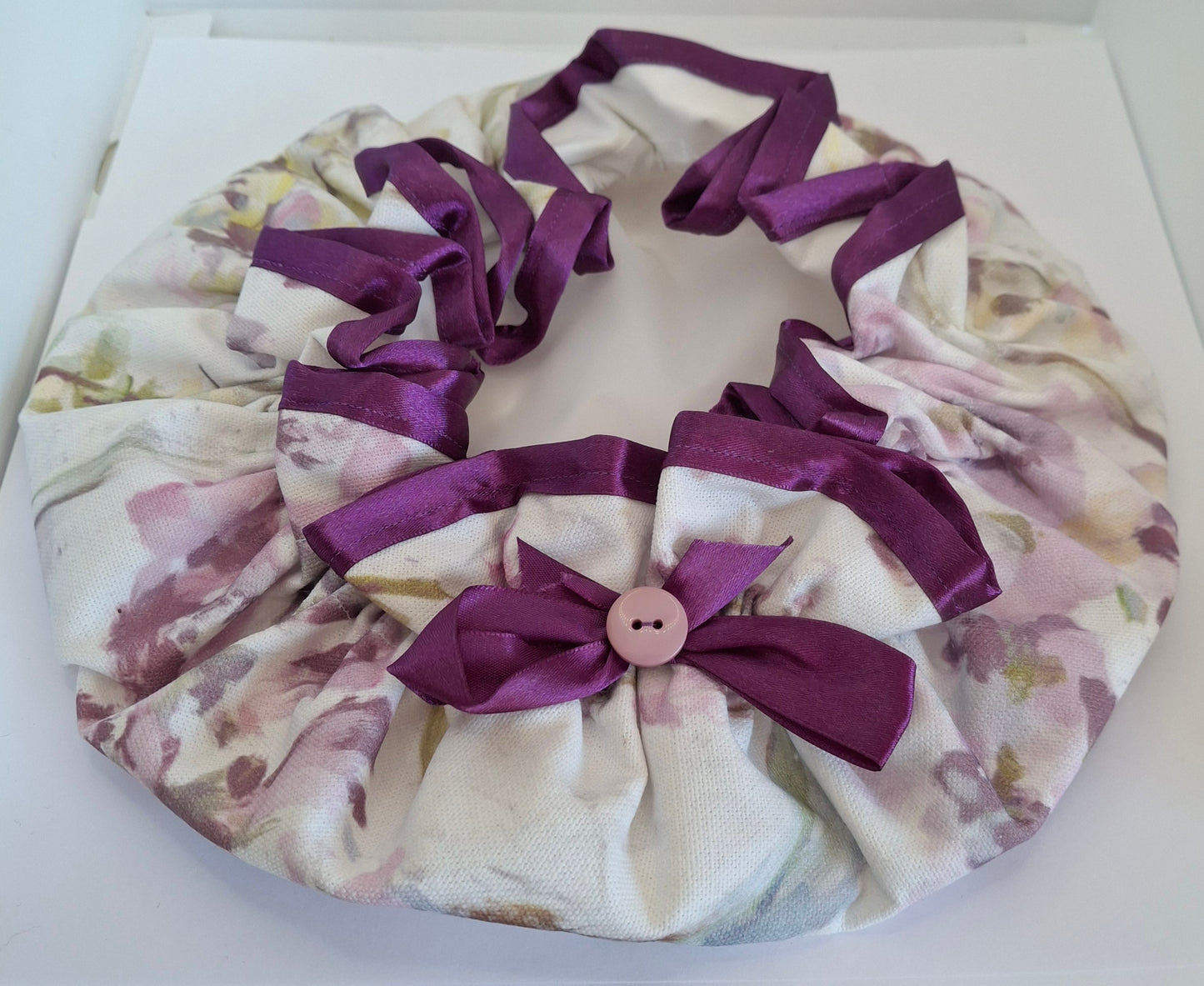 Shower Cap - Soft Floral - Purple Trim