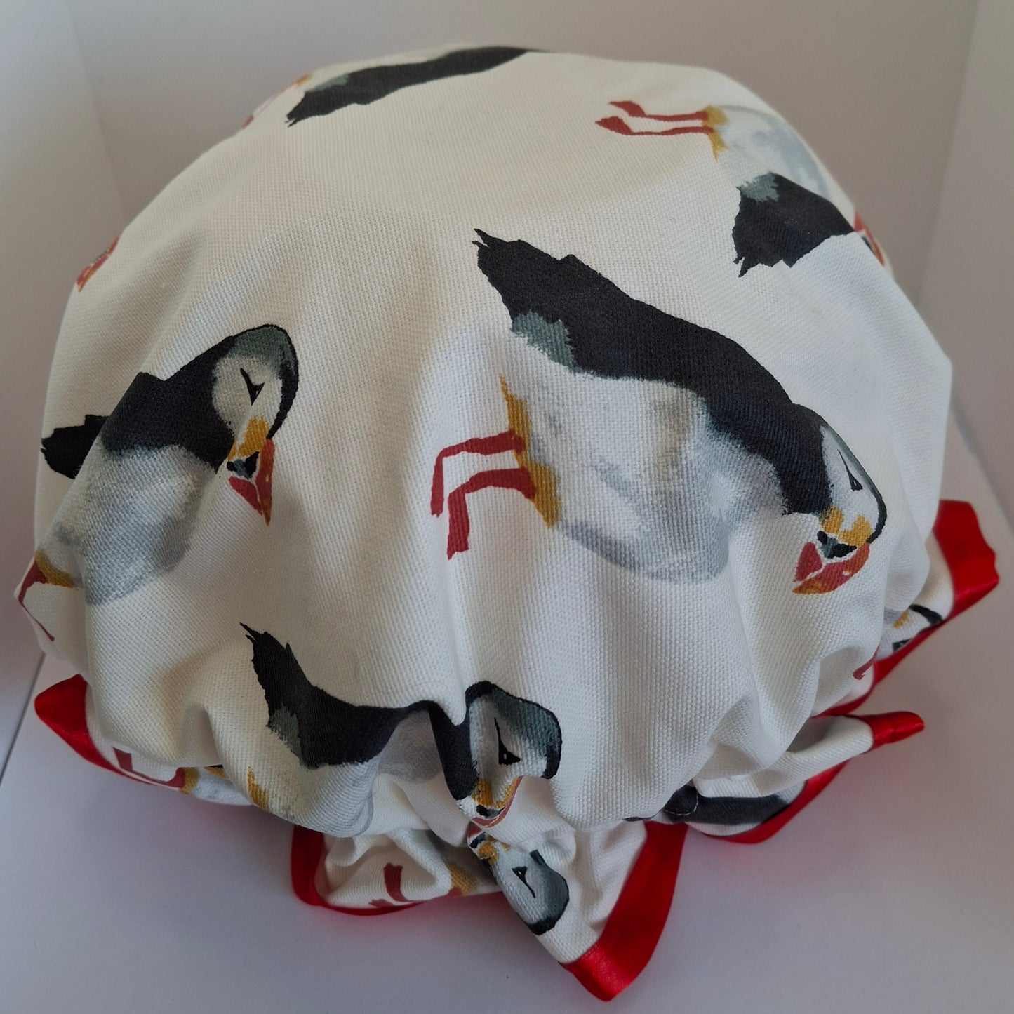 Shower Cap - Puffin - Red Trim