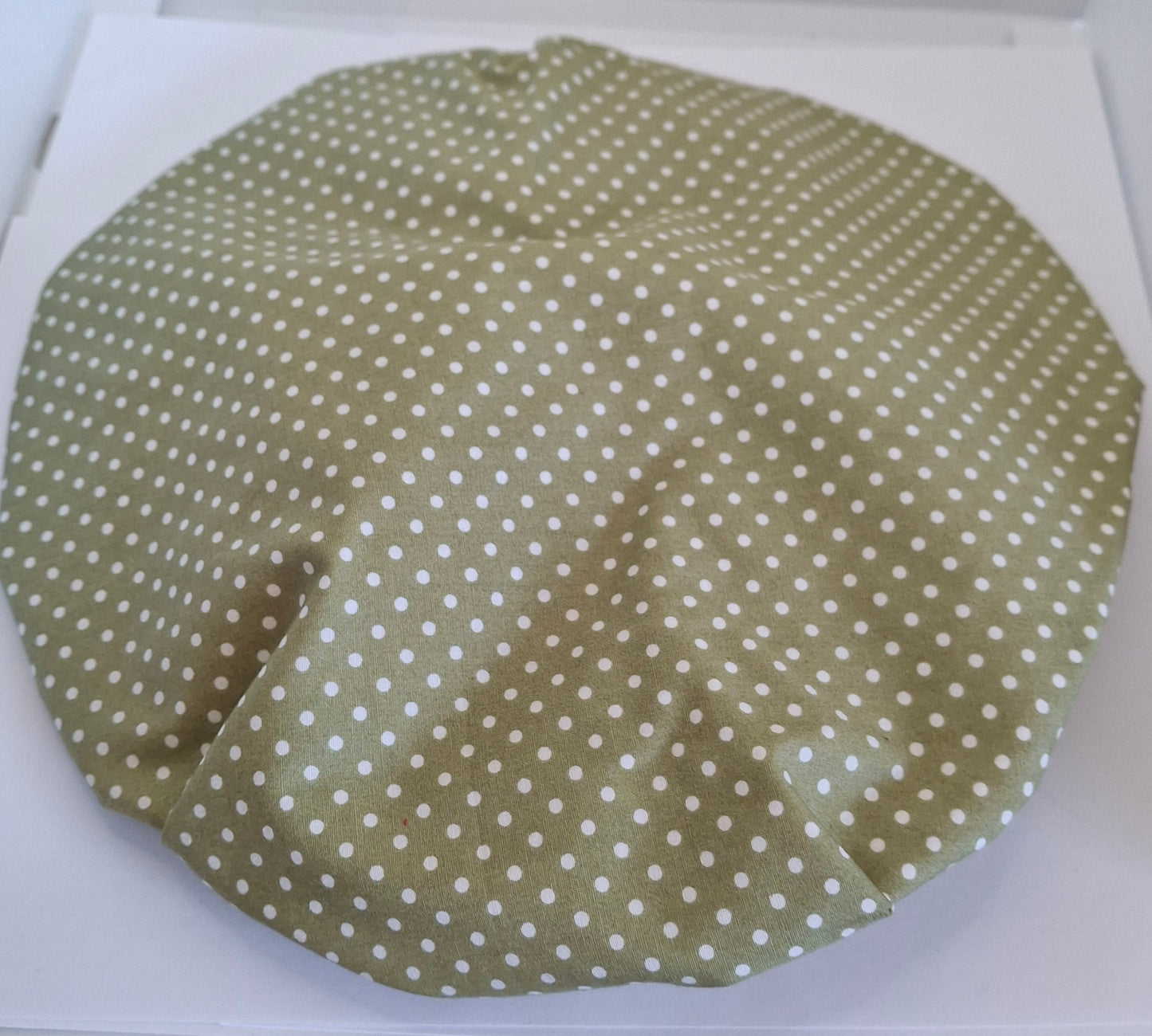 Shower Cap - Green Polka Dot - White Trim